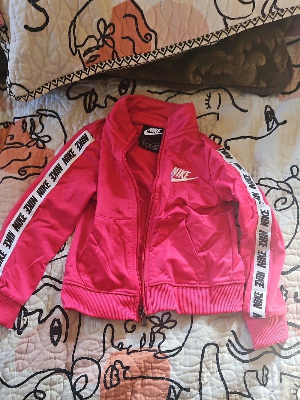 Nike Girls Bright Pink Track Jacket with Branded Sleeve Tape